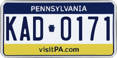 PA license plate KAD0171