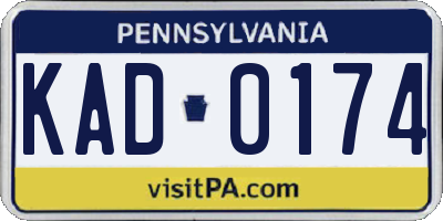PA license plate KAD0174