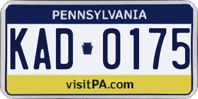 PA license plate KAD0175