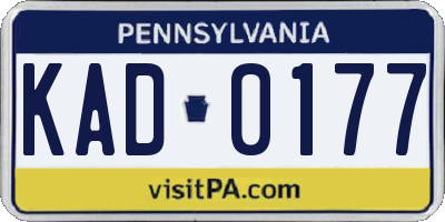 PA license plate KAD0177