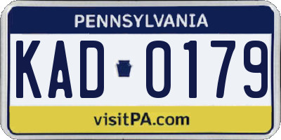 PA license plate KAD0179