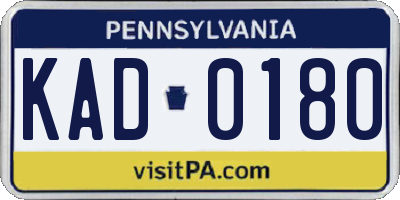 PA license plate KAD0180