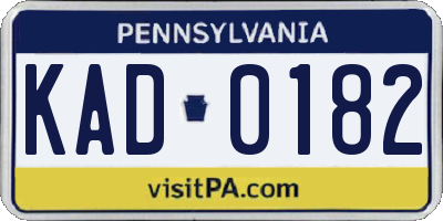 PA license plate KAD0182