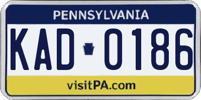 PA license plate KAD0186
