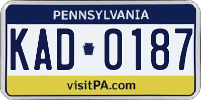 PA license plate KAD0187