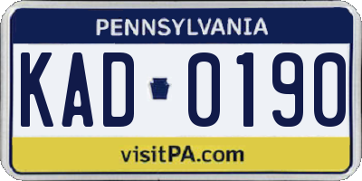 PA license plate KAD0190