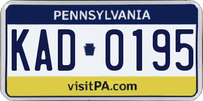 PA license plate KAD0195