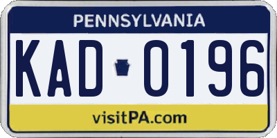 PA license plate KAD0196