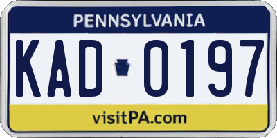 PA license plate KAD0197