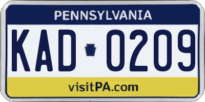 PA license plate KAD0209