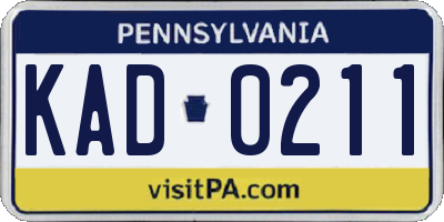 PA license plate KAD0211