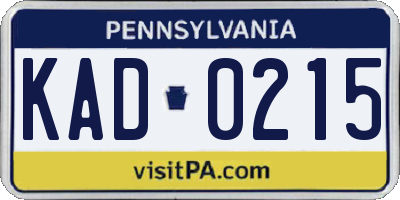 PA license plate KAD0215