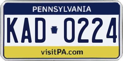 PA license plate KAD0224