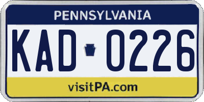 PA license plate KAD0226