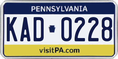 PA license plate KAD0228
