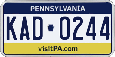 PA license plate KAD0244