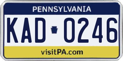 PA license plate KAD0246