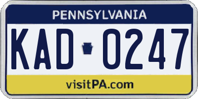 PA license plate KAD0247