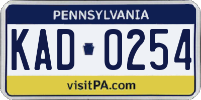 PA license plate KAD0254
