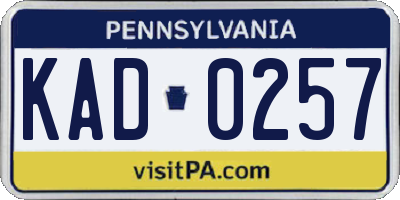 PA license plate KAD0257