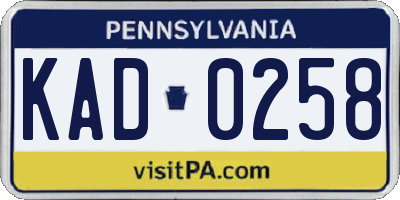 PA license plate KAD0258