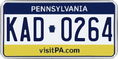 PA license plate KAD0264