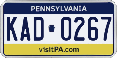 PA license plate KAD0267