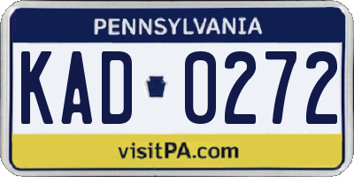 PA license plate KAD0272