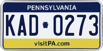 PA license plate KAD0273