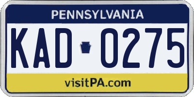 PA license plate KAD0275