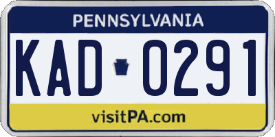 PA license plate KAD0291