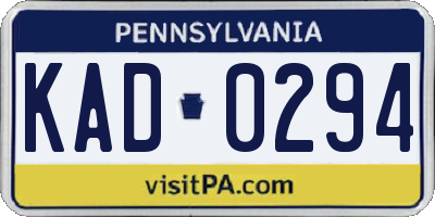PA license plate KAD0294