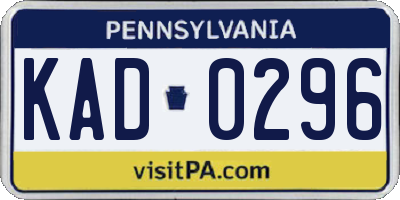 PA license plate KAD0296