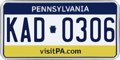 PA license plate KAD0306