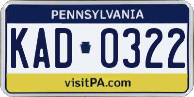 PA license plate KAD0322