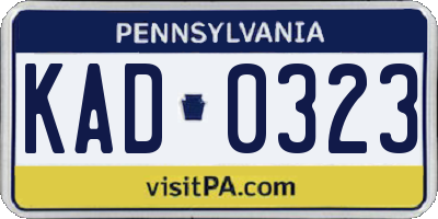 PA license plate KAD0323