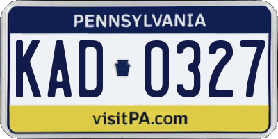 PA license plate KAD0327