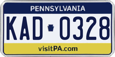PA license plate KAD0328
