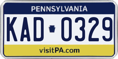 PA license plate KAD0329