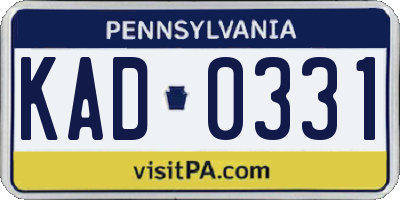 PA license plate KAD0331