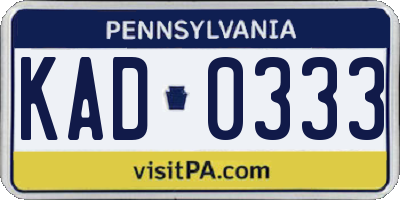 PA license plate KAD0333