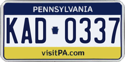PA license plate KAD0337