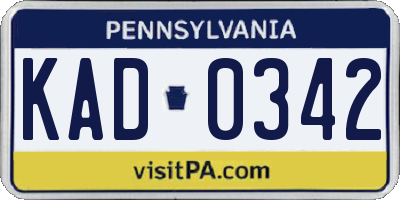 PA license plate KAD0342