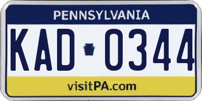PA license plate KAD0344