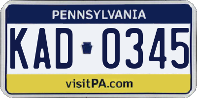 PA license plate KAD0345