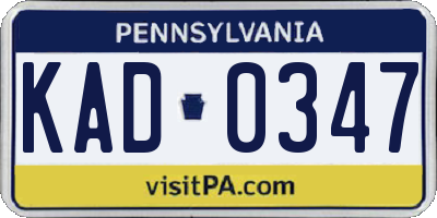 PA license plate KAD0347