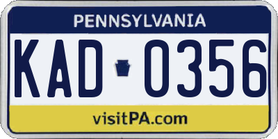 PA license plate KAD0356