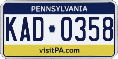 PA license plate KAD0358