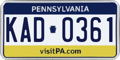 PA license plate KAD0361