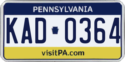 PA license plate KAD0364